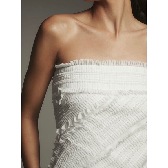 Anthropologie Endless Rose Strapless Textured Fitted Mini Dress White Size L - Picture 4 of 6